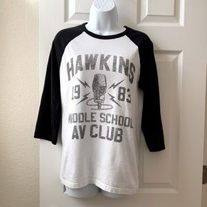 Hot Topic Stranger Things Hawkins AV Club Raglan T